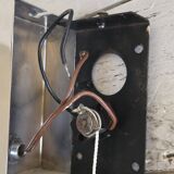 Pair of vintage wall lights in chrome-plated metal, glass and wood shades - design