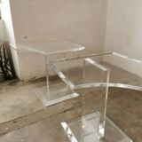 Pair of lucite, plexiglass end tables 1970