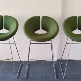 Artifort Tabouret chromé et tissu vert par Patrick Norguet