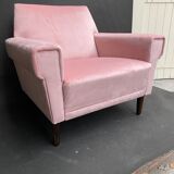 Vintage pink velvet armchair