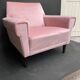 Fauteuil vintage velour  rose