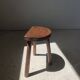 Stool in solid wood tripod seat half-moon