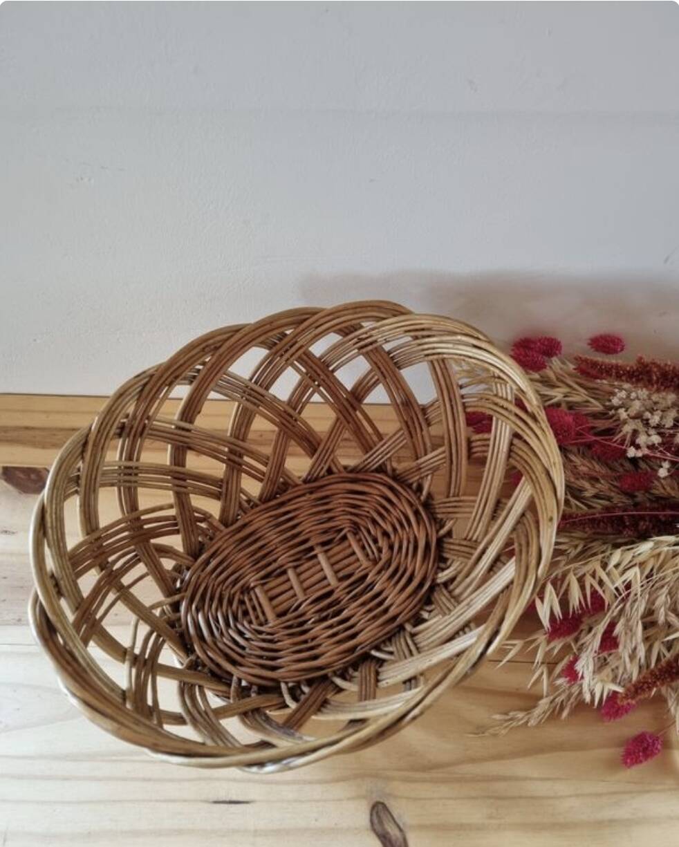 Oval woven rattan basket
