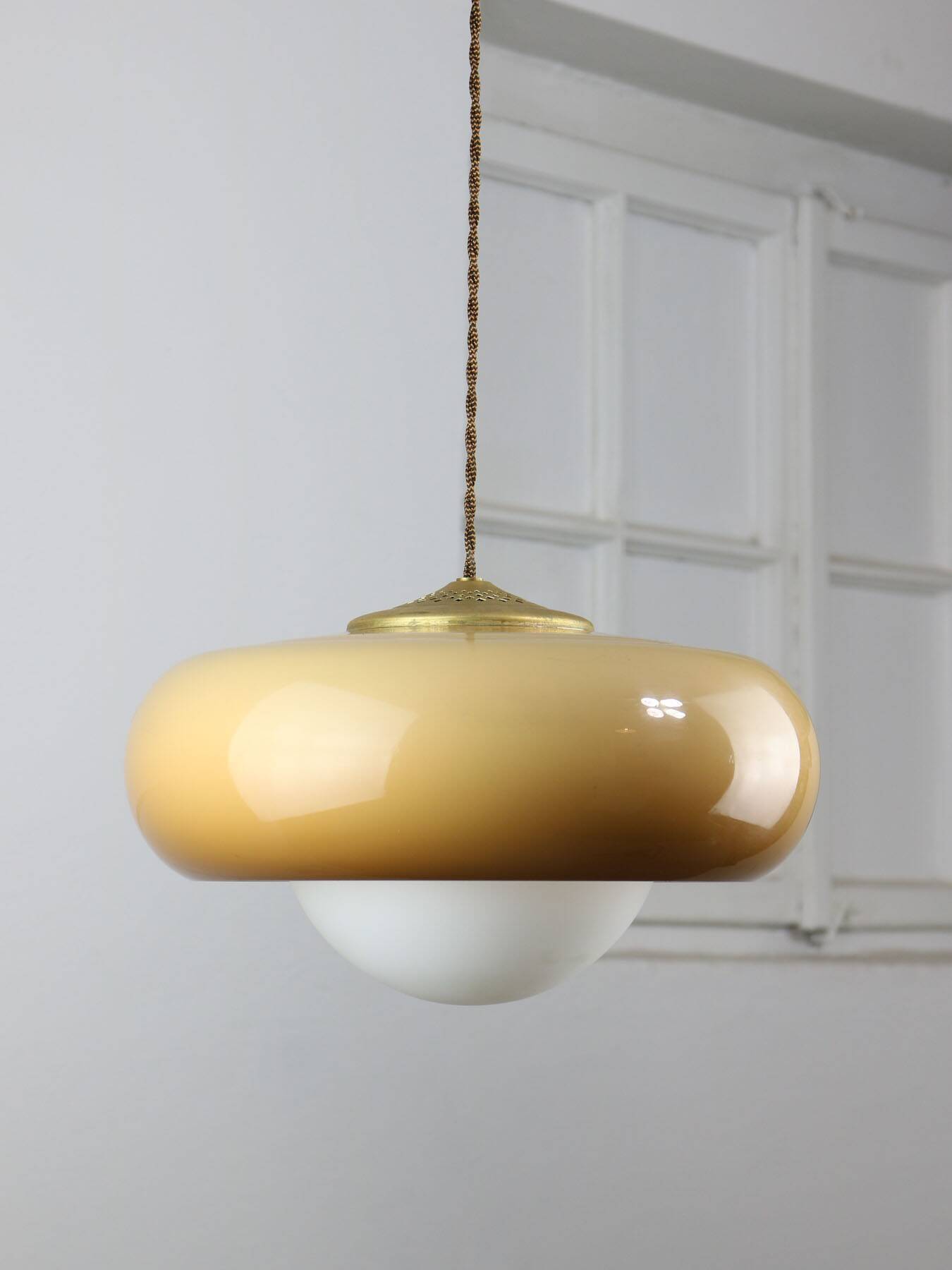 Space Age Brown Pendant Lamp from Guzzini, 1960s