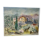 Oil painting on cardboard - Landscape