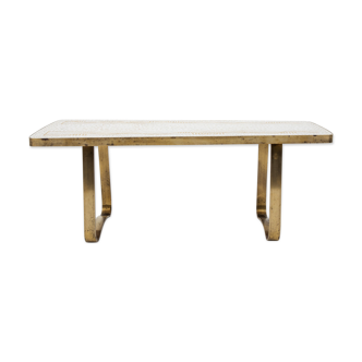 Mosaic & brass coffee table by Berthold Muller
