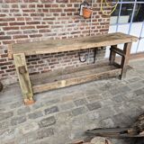 Ancien établi en chêne d'ébéniste ou menuiserie
