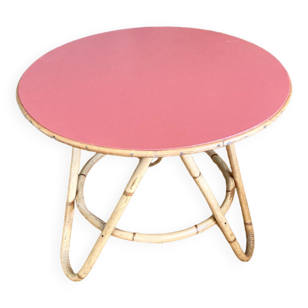 Table basse rotin, bambou,  vintage