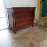 4-drawer chest of drawers - empire style - with detached columns - mahogany-bronze stain