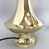 Paire de grandes lampes de table en laiton, années 1950, restaurées