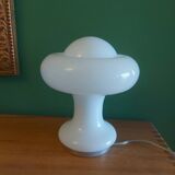 Mushroom lamp peill putzler in white opaline 60'S