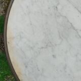 Table bistrot ronde ancienne avec plateau marbre