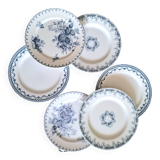Assiettes plates anciennes dépareillées en faïence terre de fer