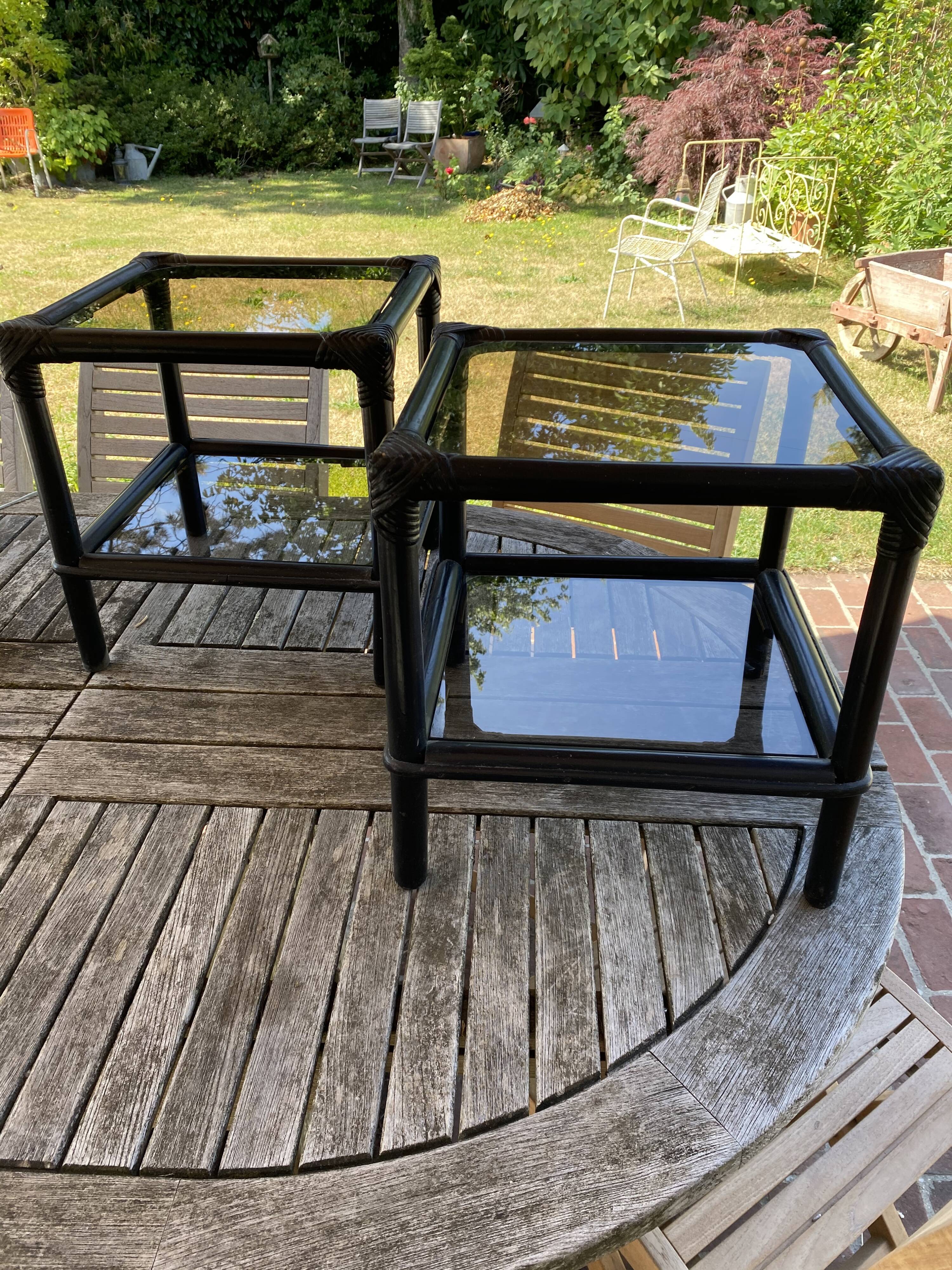 Pair of rattan coffee table