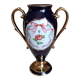 Vase en porcelaine de Limoges bleu de four et dorure 22K