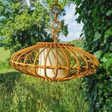 Rattan pendant lamp from the 60s