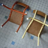 2 chairs child metal orange and yellow wood
