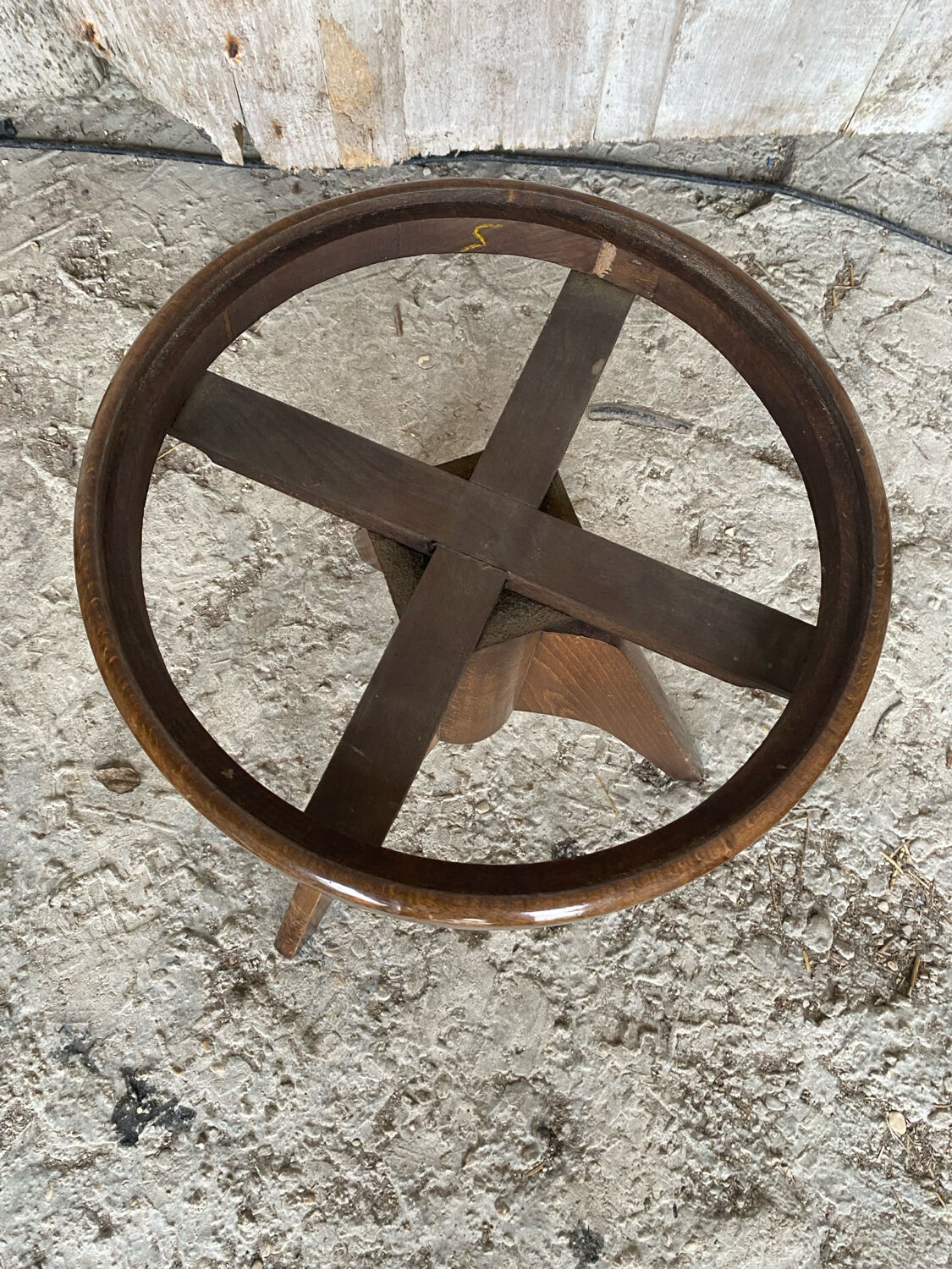 Vintage Red Leather Cushion Wooden Tripod Piano Stool