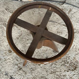 Vintage Red Leather Cushion Wooden Tripod Piano Stool