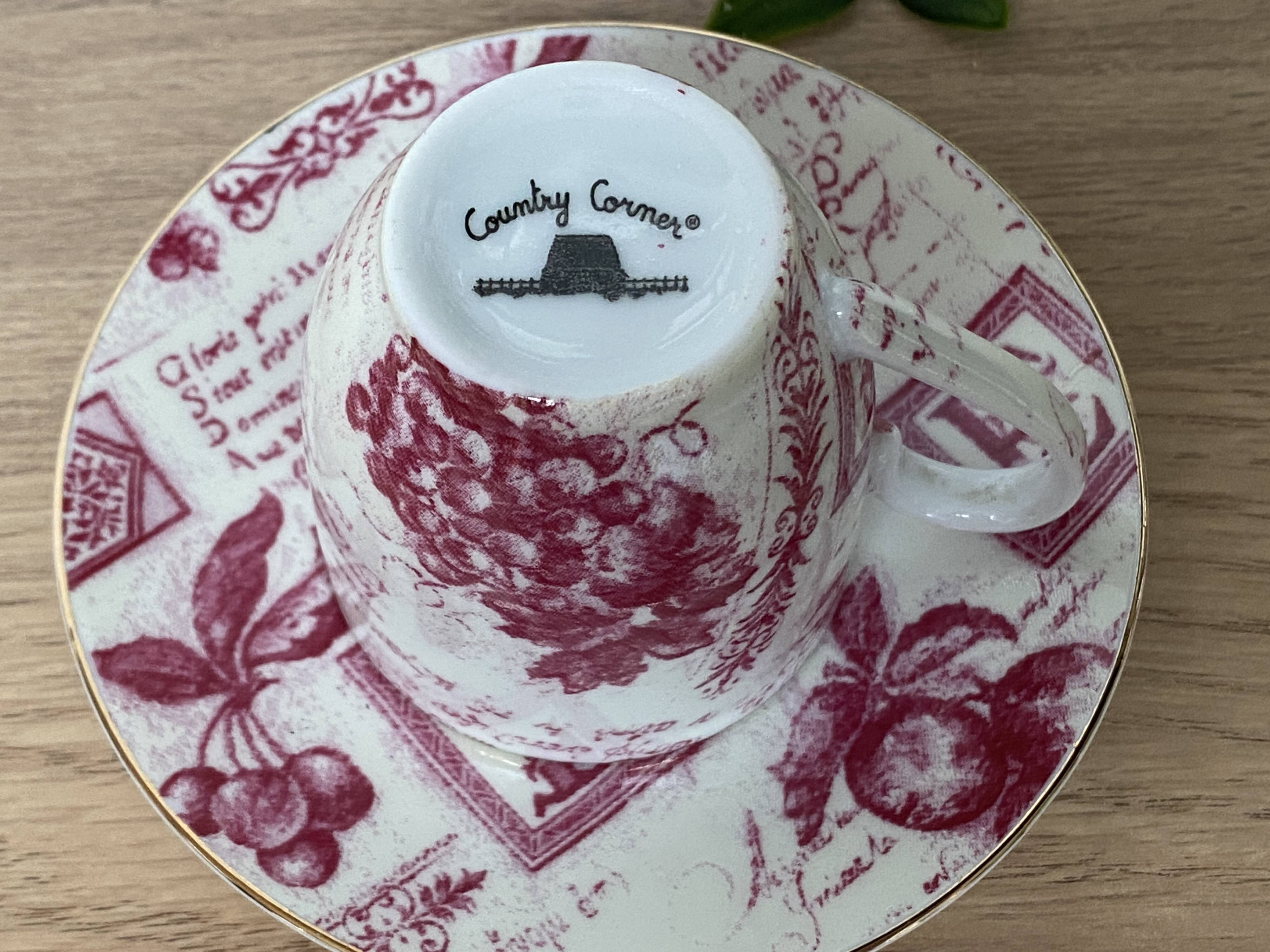 Set of 6 Country Corner coffee cups