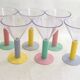 Set de 6 verres à cocktail 1980' sur pied bicolore