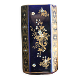 Gien navy blue and gold ceramic vase