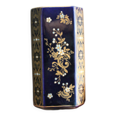 Navy blue and gold ceramic vase Gien