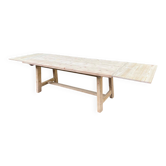 Grande table de ferme monastère décapée en bois brut extensible 200 à 300cm