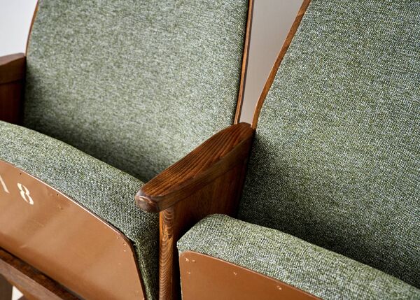Chaises de cinéma pliantes vintage vertes, Tchécoslovaquie des années 1970