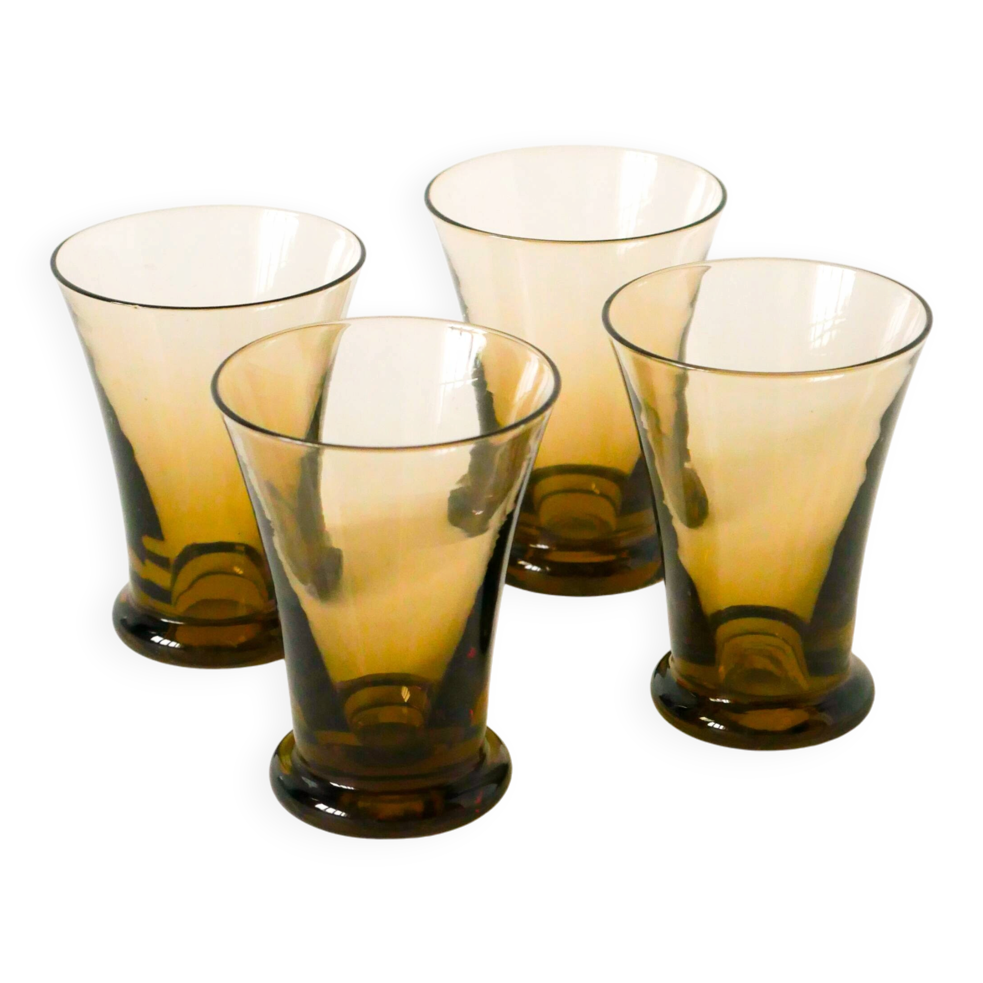 Ensemble de 4 petits verres en verre fumé, Art Déco, 1930