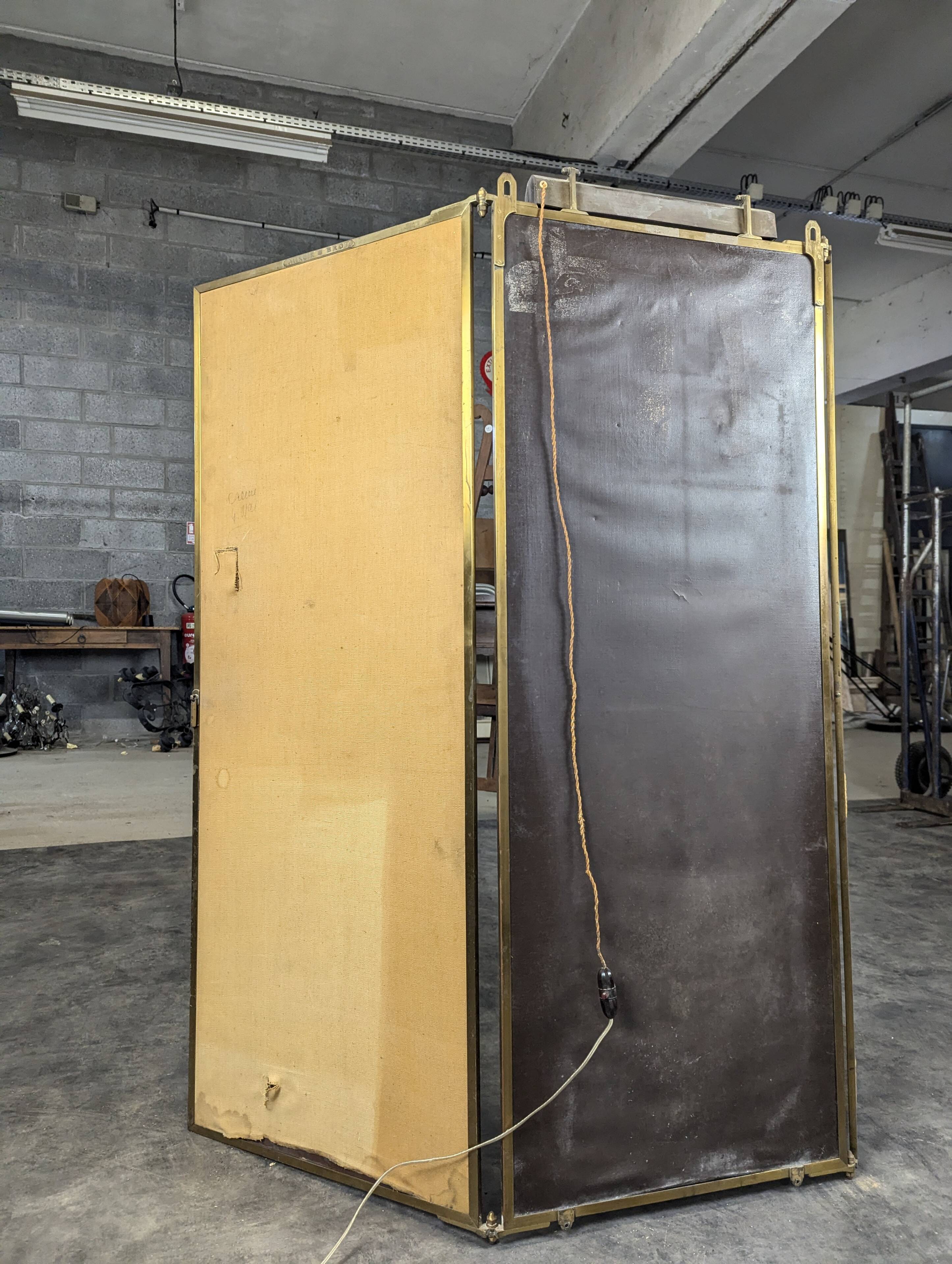 Nickel-plated bronze triptych mirror from the early 20th century.