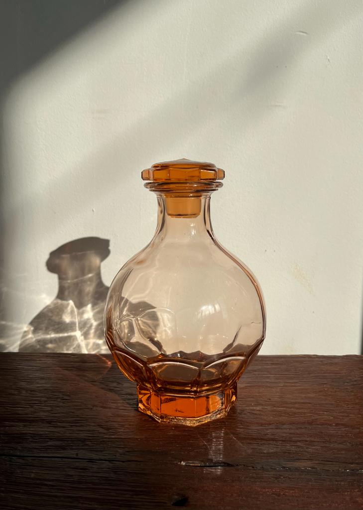 Pink glass liqueur decanter
