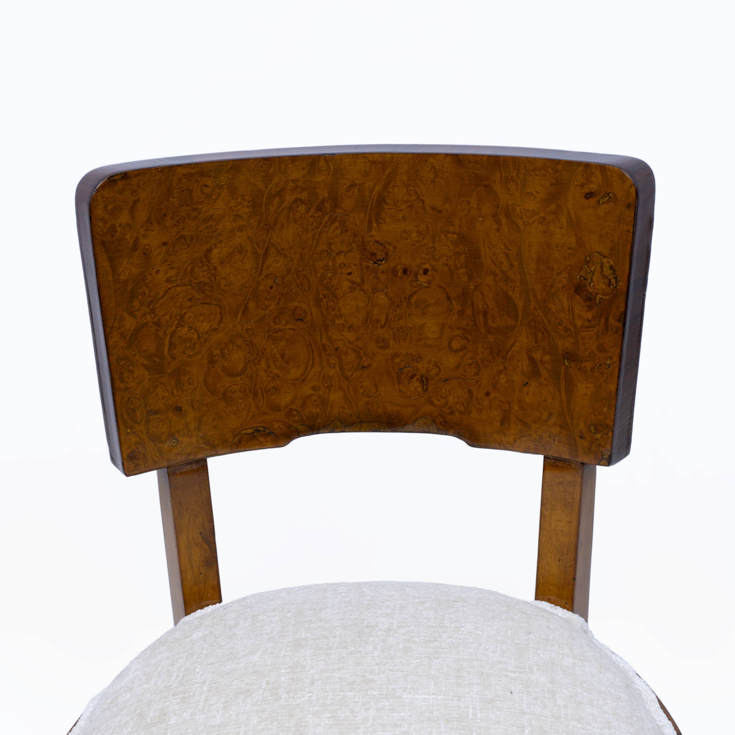 Six chaises de salle à manger Art déco en noyer italien, années 1930