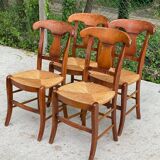 4 Landes chairs with solid wood and straw crosses