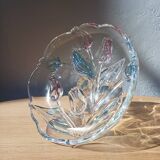 Bol sur pied en verre Mikasa avec tulipes roses et bleues