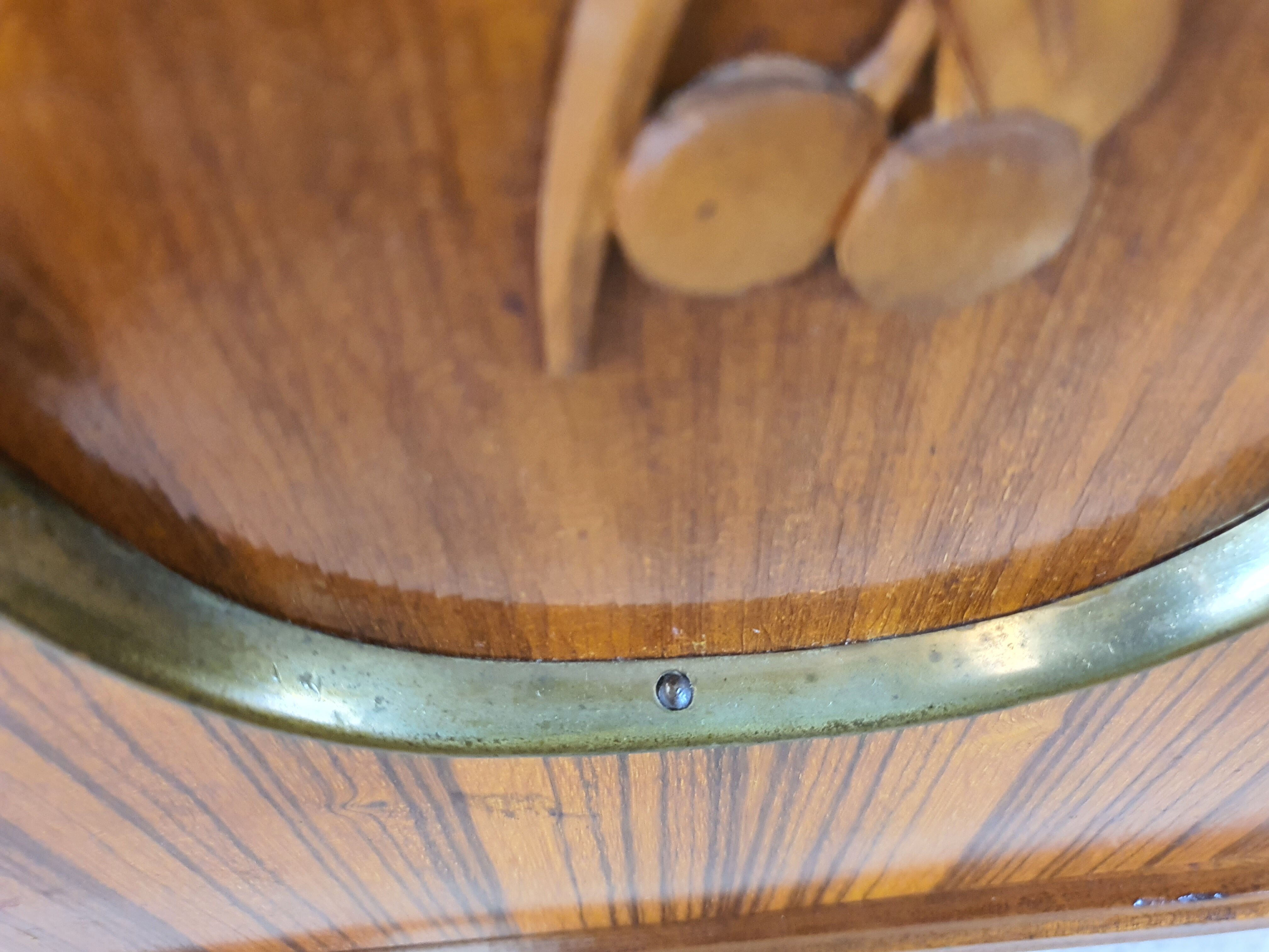 1960s sideboard with decorated doors in wood and brass