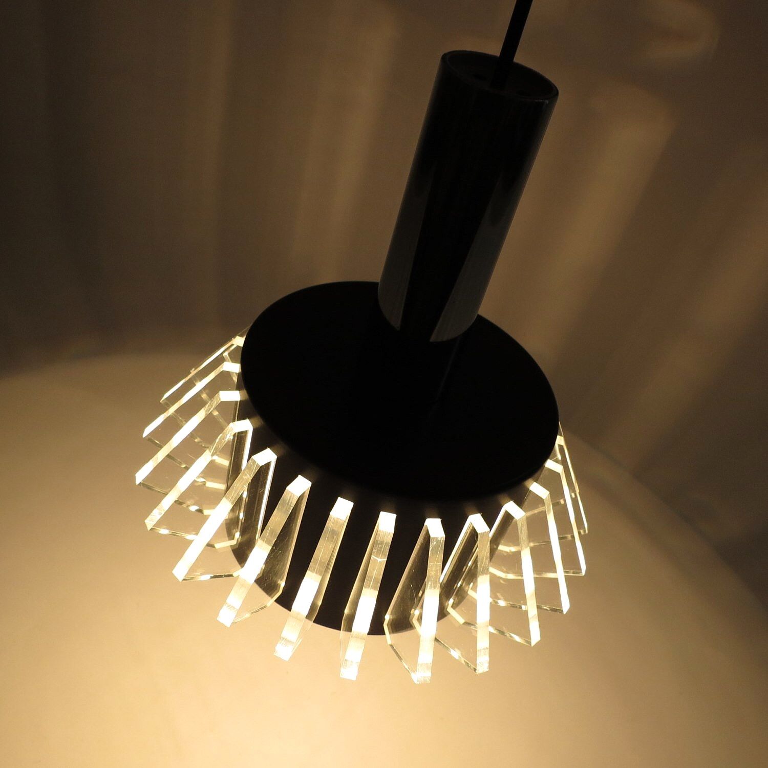 Set of 2 space age lucite and metal pendants, 1970s