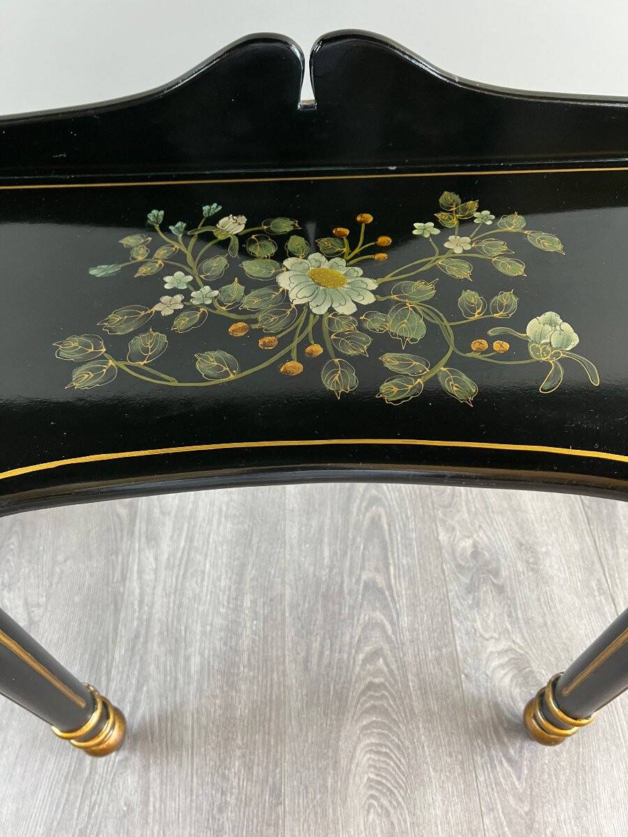 Console Demi-Lune Peinte et Dorée, Style Louis XVI, XXe Siècle