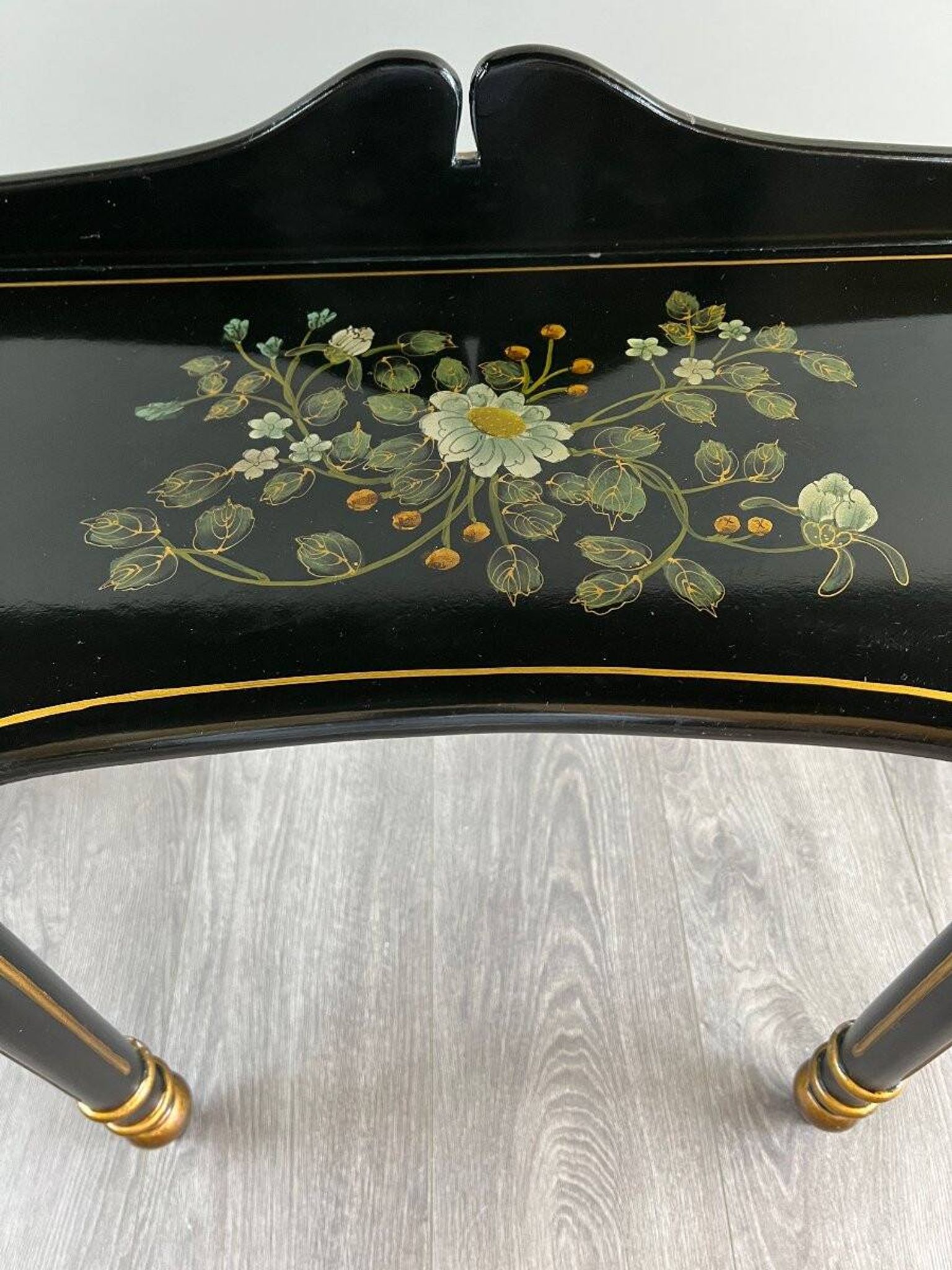 Console Demi-Lune Peinte et Dorée, Style Louis XVI, XXe Siècle
