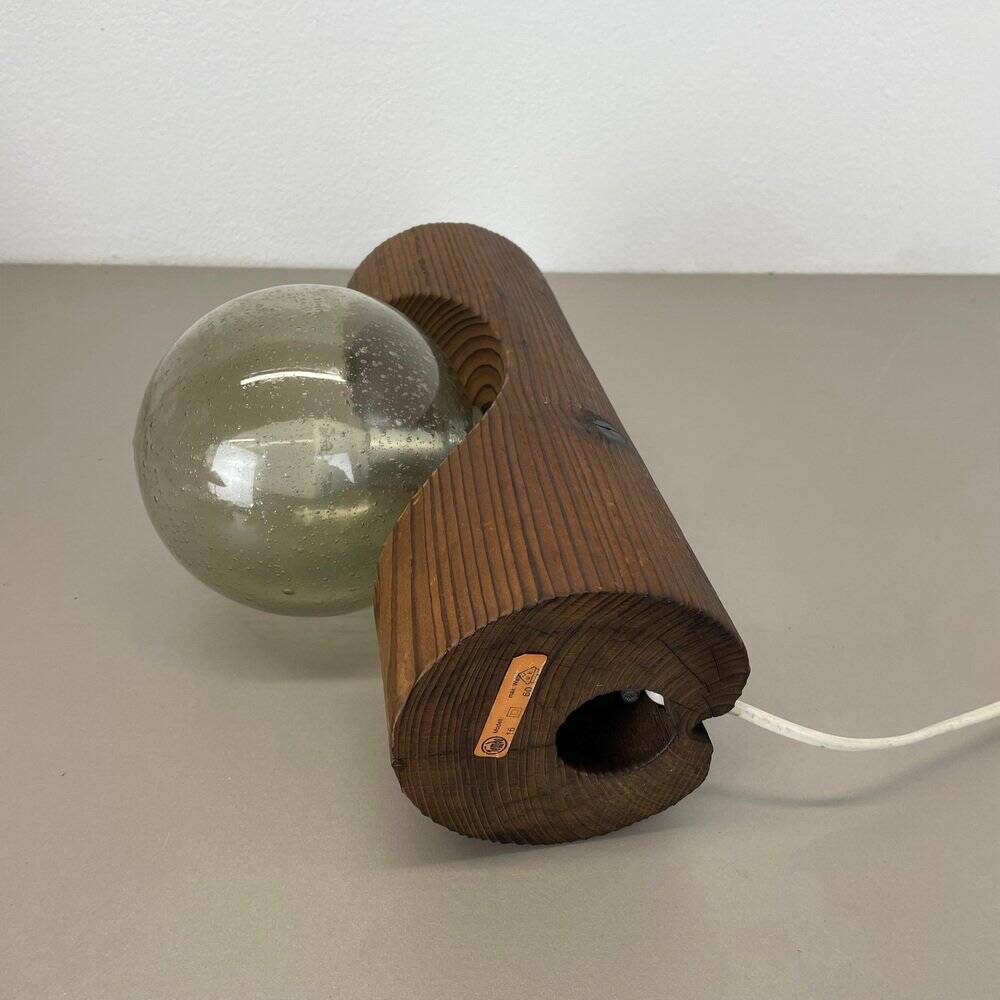 Grande lampe de table sculpturale et organique en bois de pin, attribuée à Temde Lights, Allemagne, années 1970