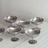 6 shiny metal cups with pearl rim