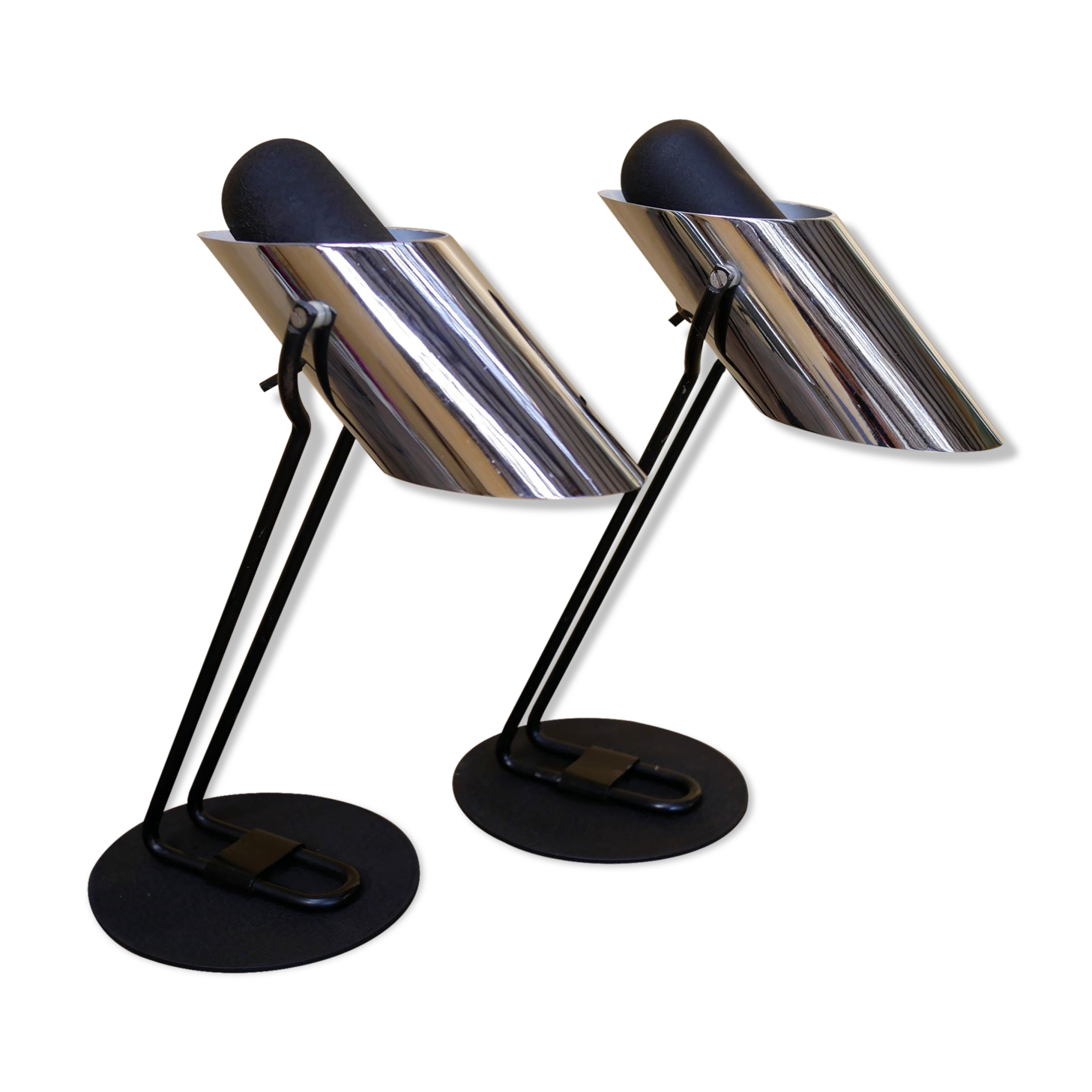 Pair of vintage chrome metal lamps