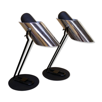 Pair of vintage chrome metal lamps