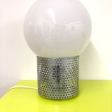 Lamp in chrome steel and opal glass by Michel Boyer for Verre Lumière