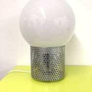 Lamp in chrome steel and opal glass by Michel Boyer for Verre Lumière