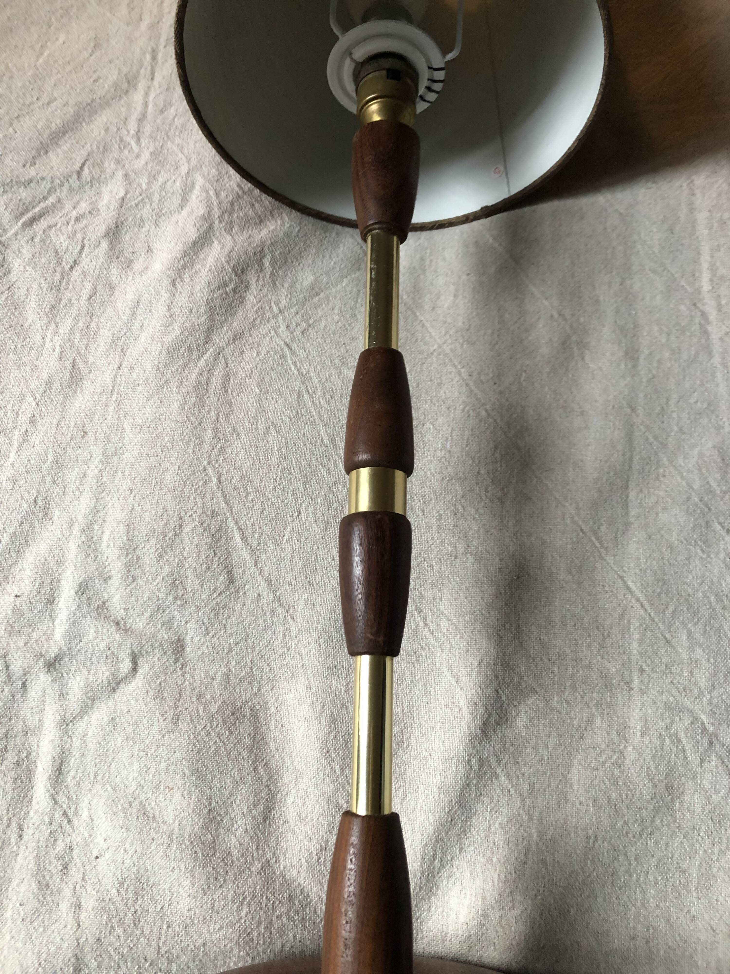 Teak and brass table lamp 60s