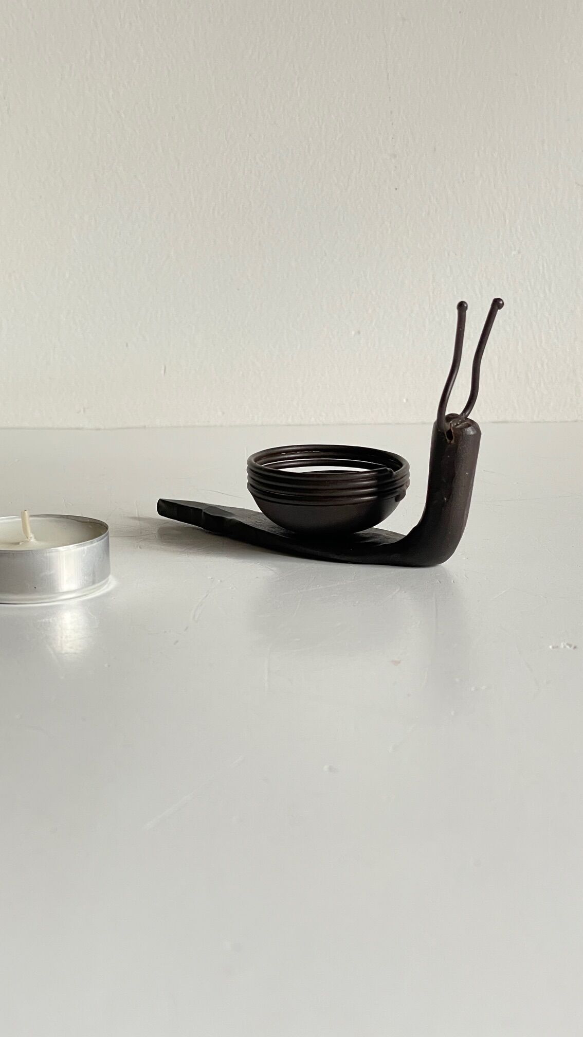 Brutalist escargot vintage candle holder