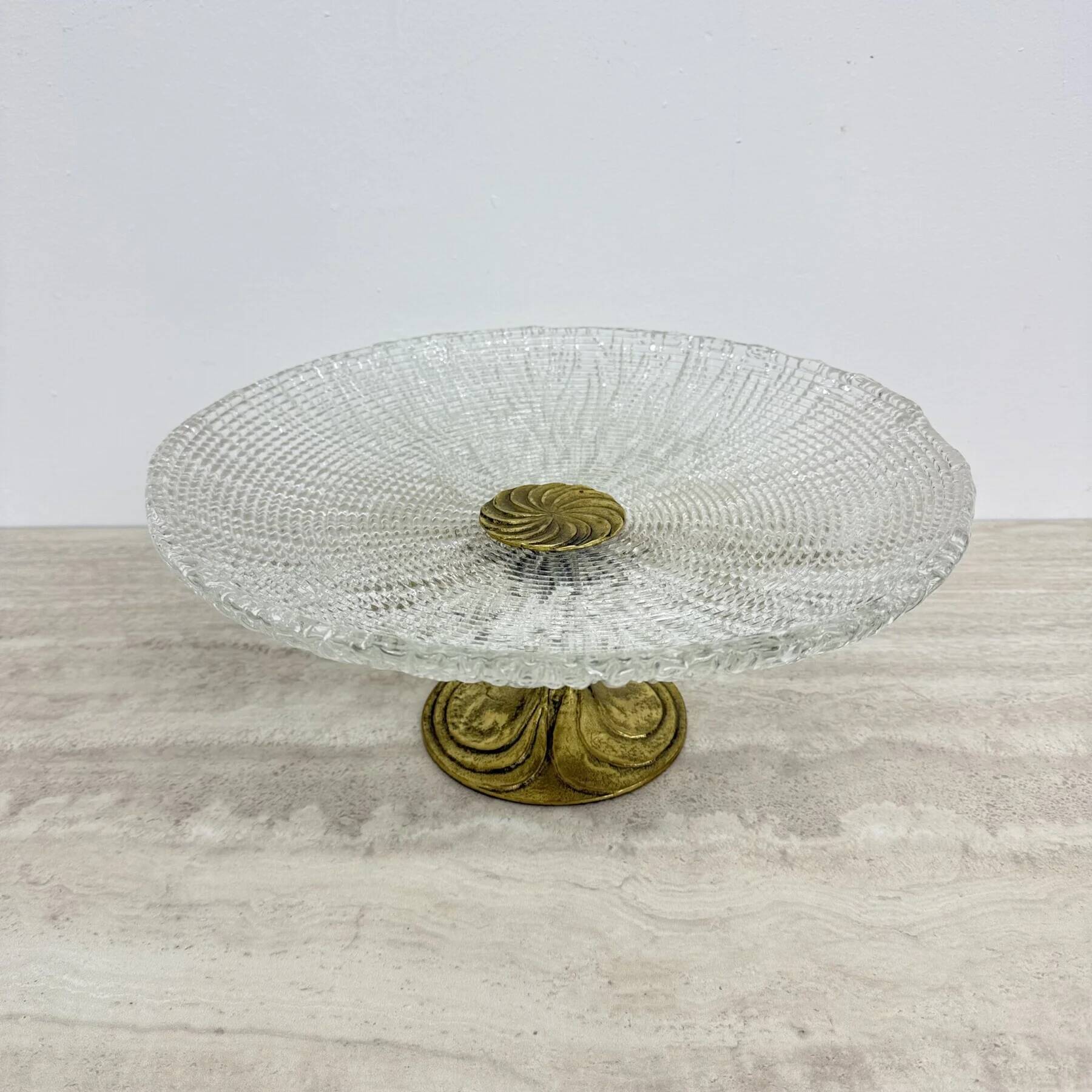 Mid-century design centrepiece crystal and brass bowl, 1960s