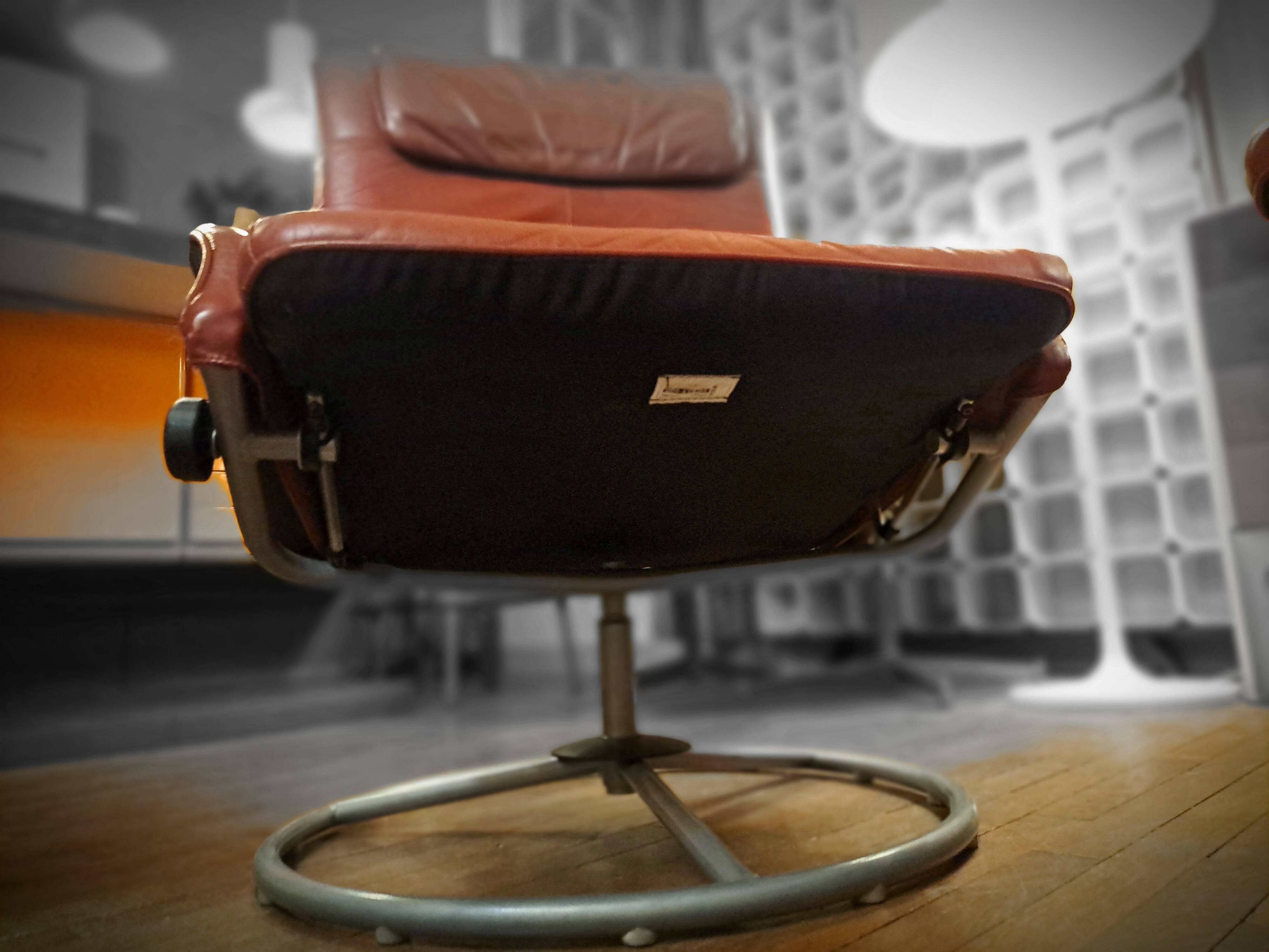 Pair of Lounge Chairs + Malung Leather Ottoman from the 90's