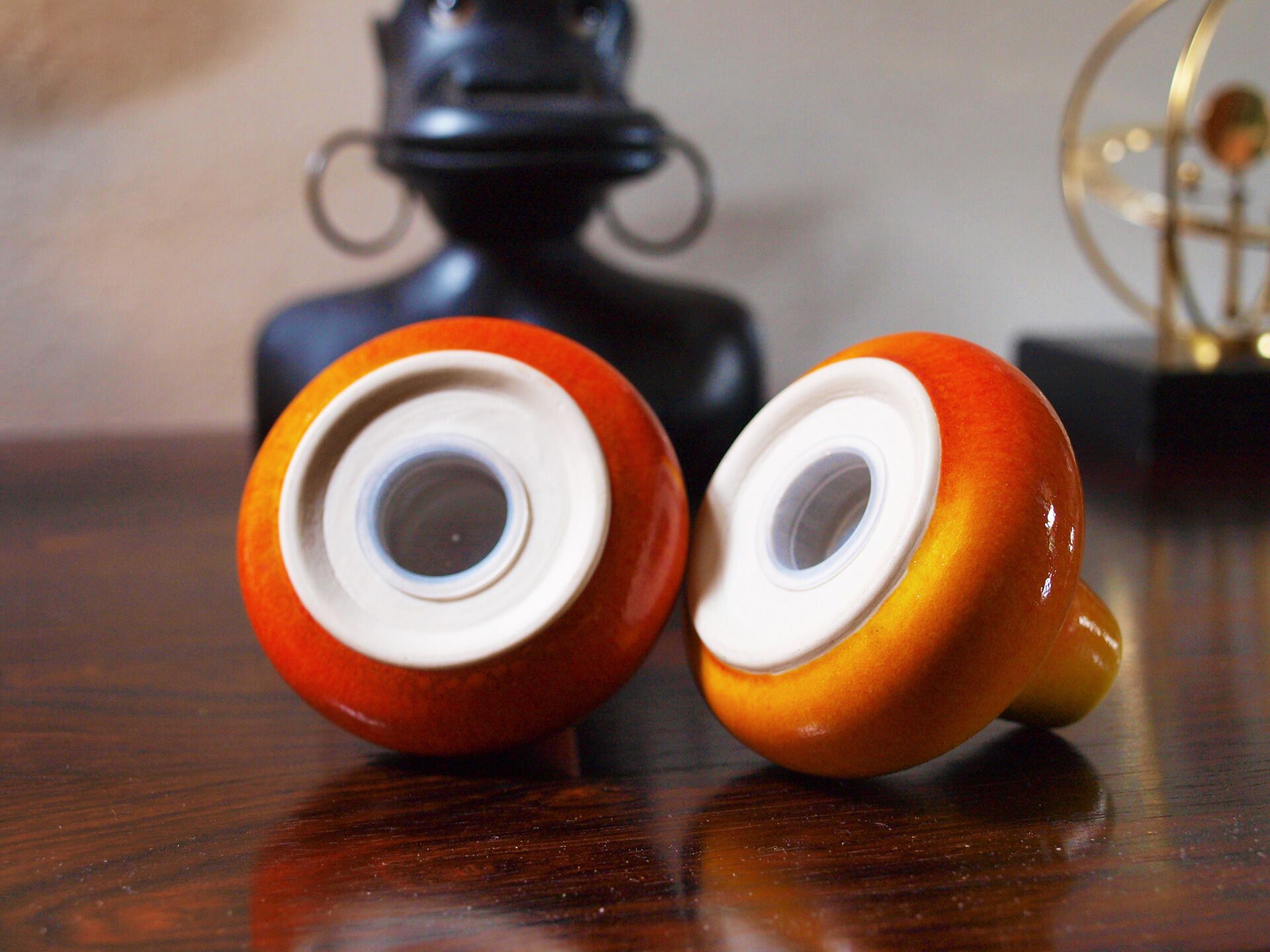 Salt and pepper in orange ceramic, 60s